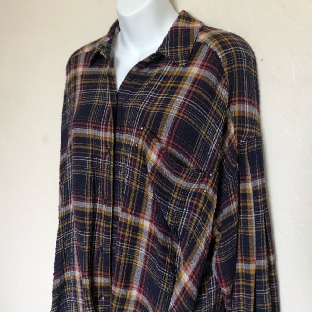 Free People Hidden Valley Plaid Button Front Shirt We The Free - Picture 4 of 16